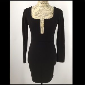 Hot Miami Style low cut long sleeve black dress